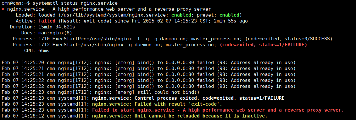 nginx[1670]: nginx: [emerg] bind() to 0.0.0.0:80 failed (98: Address already in use)